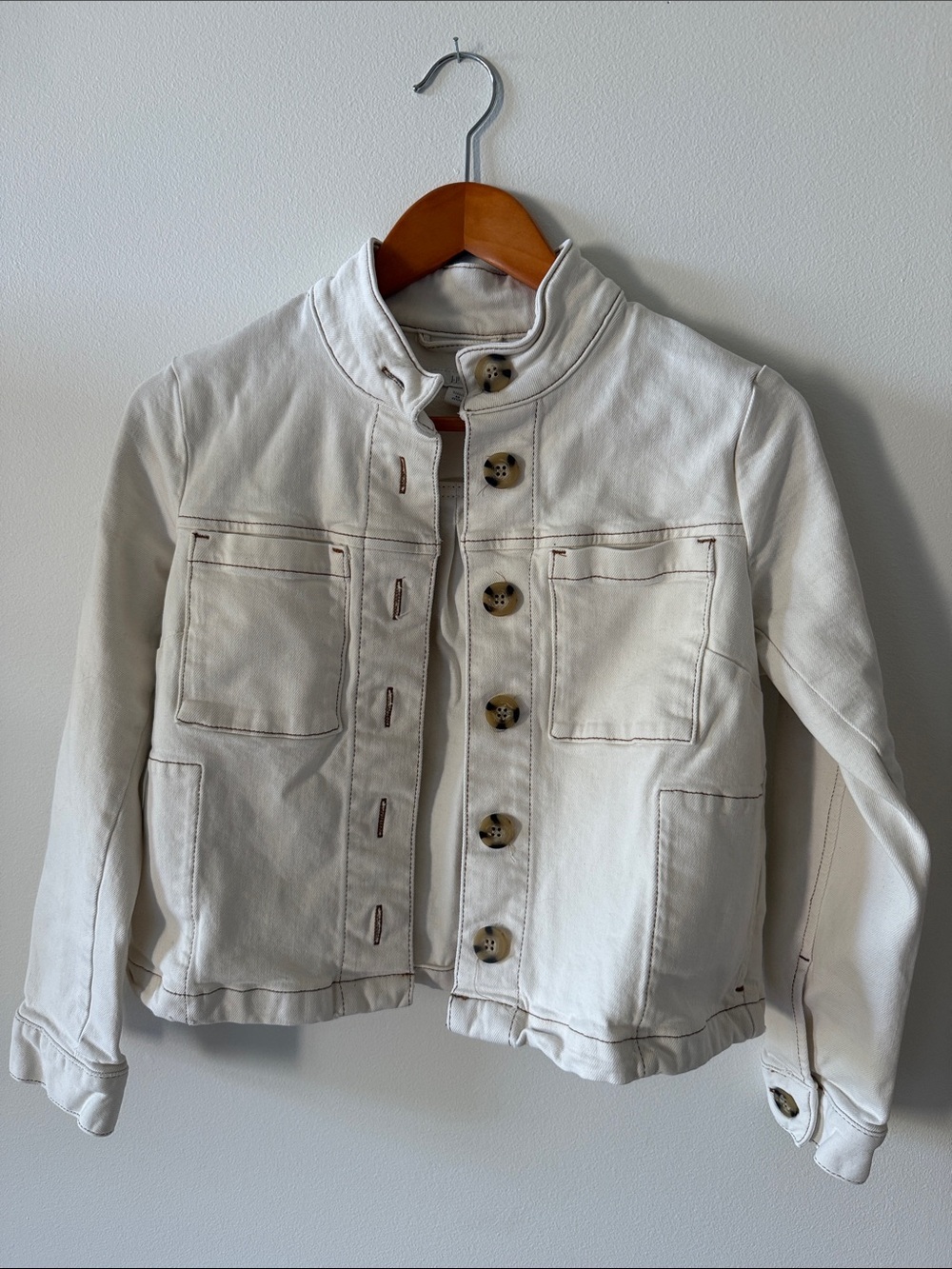 J. Jill Cream Jean Jacket with Brown Buttons